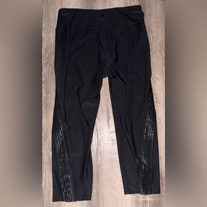 Splendid Black Mid-Calf Crop Leggings - Embellished Side Stripe - Size M